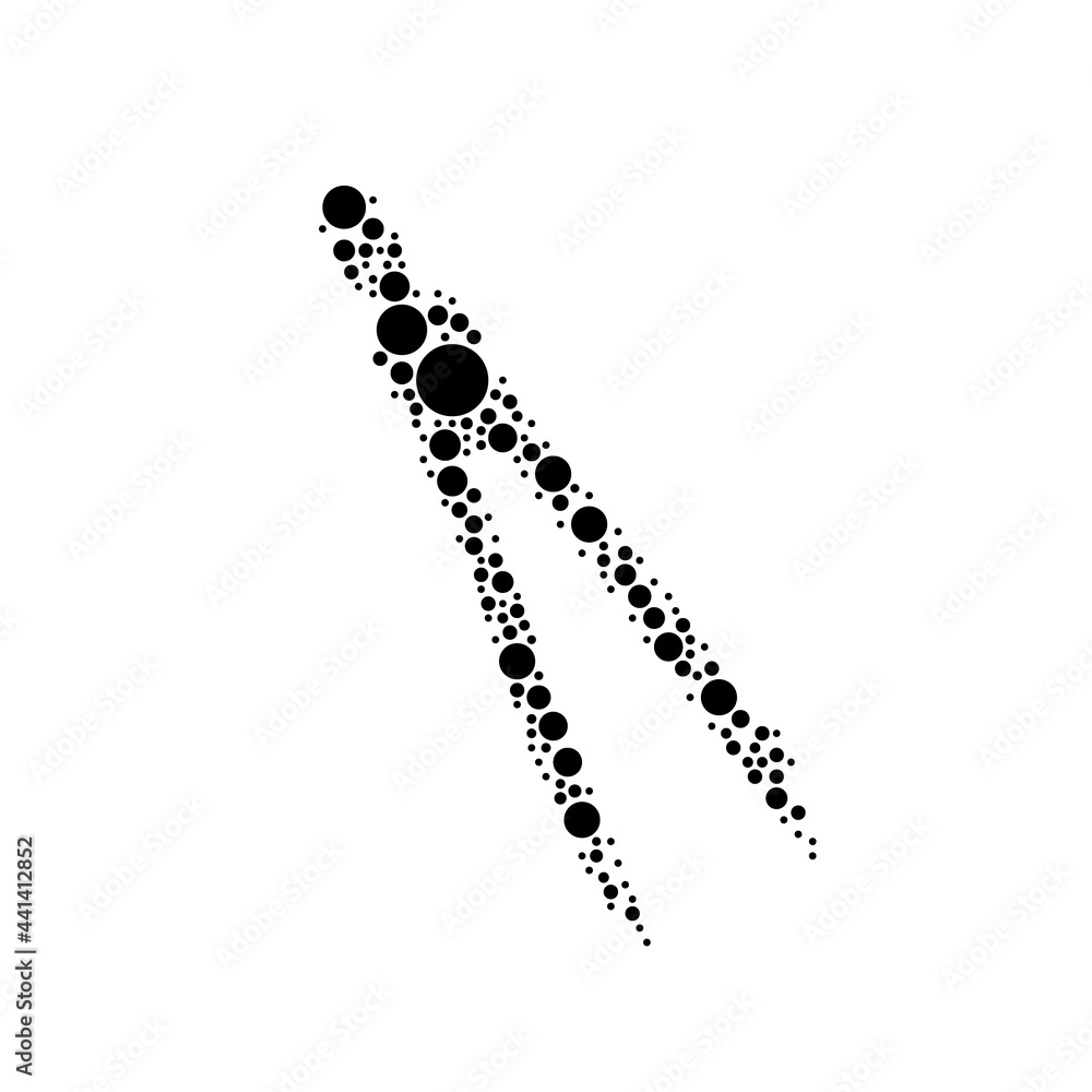 Poster a large compass divider in the center made in pointillism style. the center symbol is filled with bl