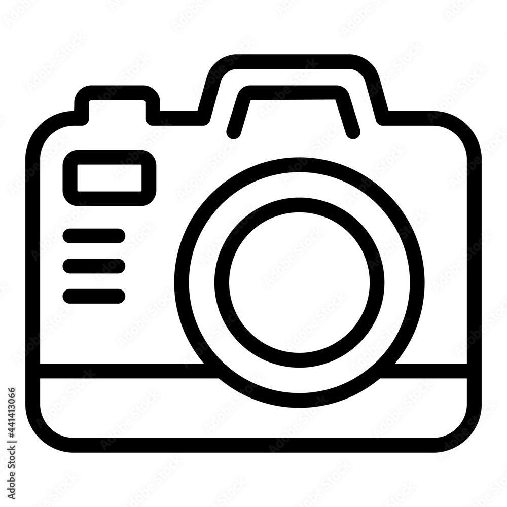 Poster campsite camera icon. outline campsite camera vector icon for web design isolated on white backgroun