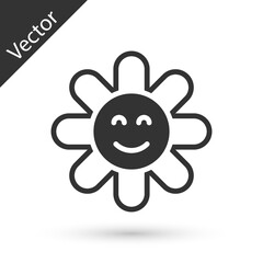 Grey Flower icon isolated on white background. Vector