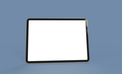 3D tablet with empty screen isolated digital