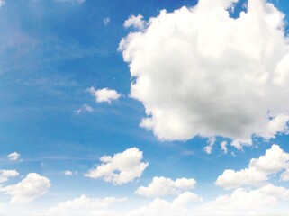 Blue sky with clouds closeup
