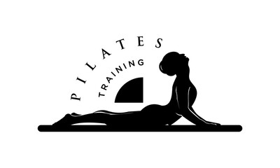 Sitting Pilates Woman Silhouette logo design