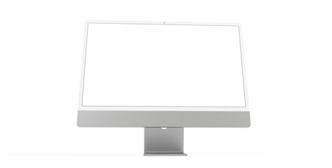 Computer display mock up with blank white screen. Stylish desktop computer mockup.