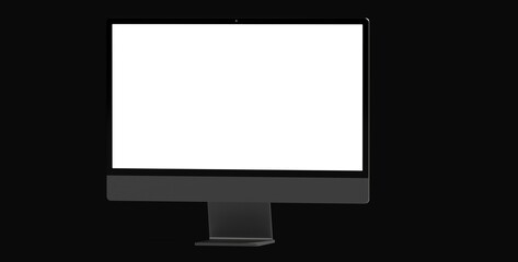 Workspace blank screen desktop computer, Mockup computer background dark black