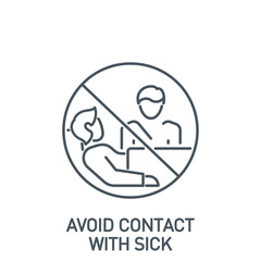 avoid contact with infected and sick people single line icon isolated on white. outline symbol Prevention contact infection Coronavirus Covid 19 banner. Stop virus spread element with editable Stroke