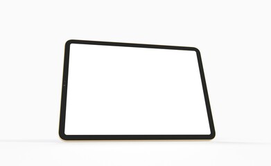 Photo 3D brandless tablet with empty screen isolated ipad