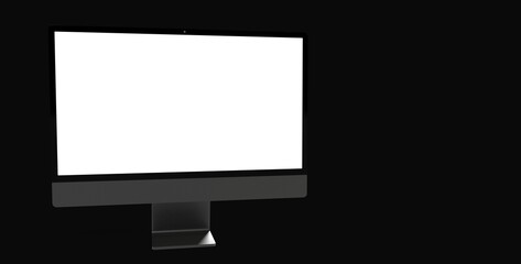 Workspace blank screen desktop computer, Mockup computer background dark black