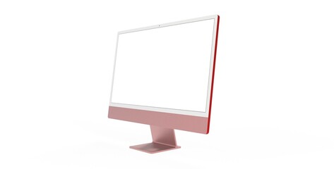 Realistic flat screen computer monitor 3d style mockup with blank screen isolated 3d