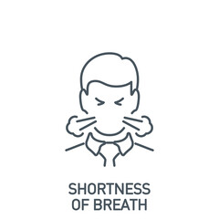 shortness of breath head of sick man without a mask single line icon isolated on white. Perfect outline symbol Signs and symptoms Coronavirus Covid 19 pandemic banner. element with editable Stroke