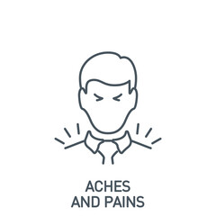 aches and pains Signs and symptoms Coronavirus single line icon isolated on white. Perfect outline symbol symptoms Covid 19 pandemic banner. Quality design element muscle pain with editable Stroke