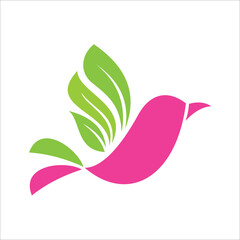 flying bird leaf logo design vector template