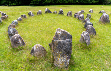 stone circle at the major Viking burial site in Lindholm Hills in northern Denmark