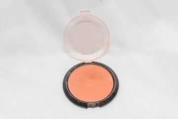 makeup, compact powder for the face on a white background.