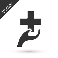 Obraz premium Grey Heart with a cross icon isolated on white background. First aid. Healthcare, medical and pharmacy sign. Vector