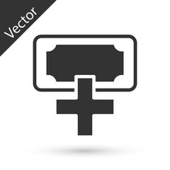 Grey Donation and charity icon isolated on white background. Donate money and charity concept. Vector