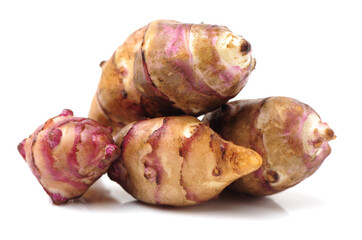 Jerusalem artichoke on a white background