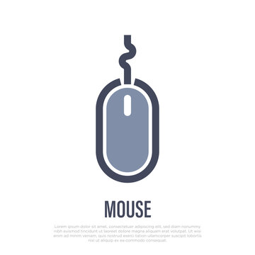 Computer mouse thin line icon. Vector illustration.