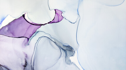 Fototapeta premium Alcohol ink. Delicate Water Canvas. Cyan Liquid