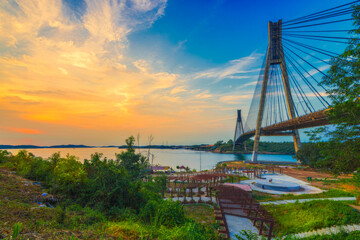 Obraz premium Barelang bridge in the morning Batam Island