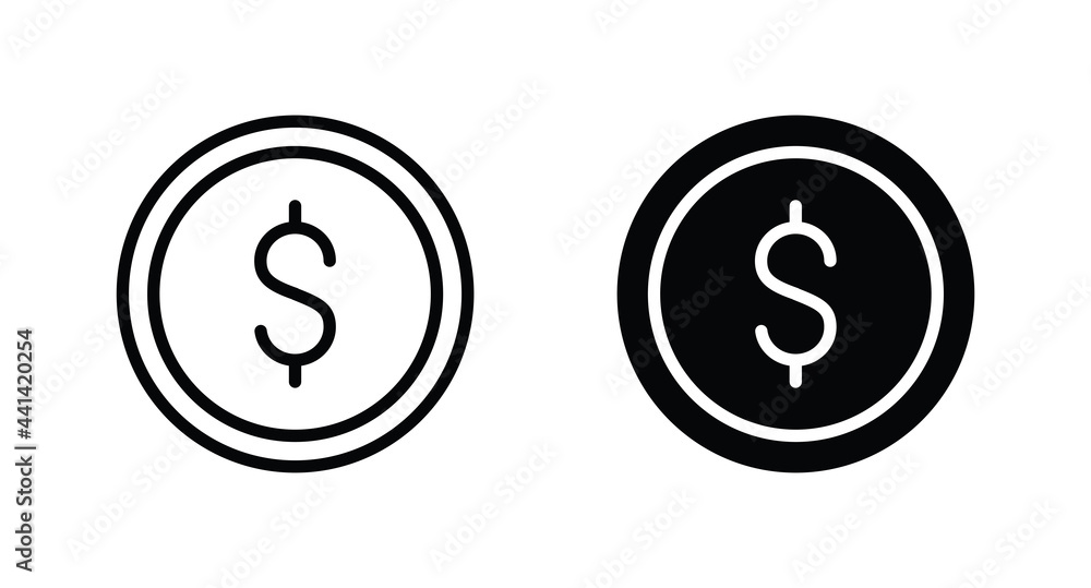 Poster dollar coin icon vector for computer, web and mobile app