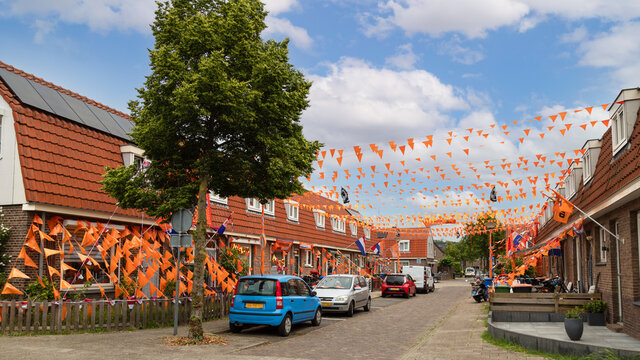 Orange Decorated Street For The European Championship Football