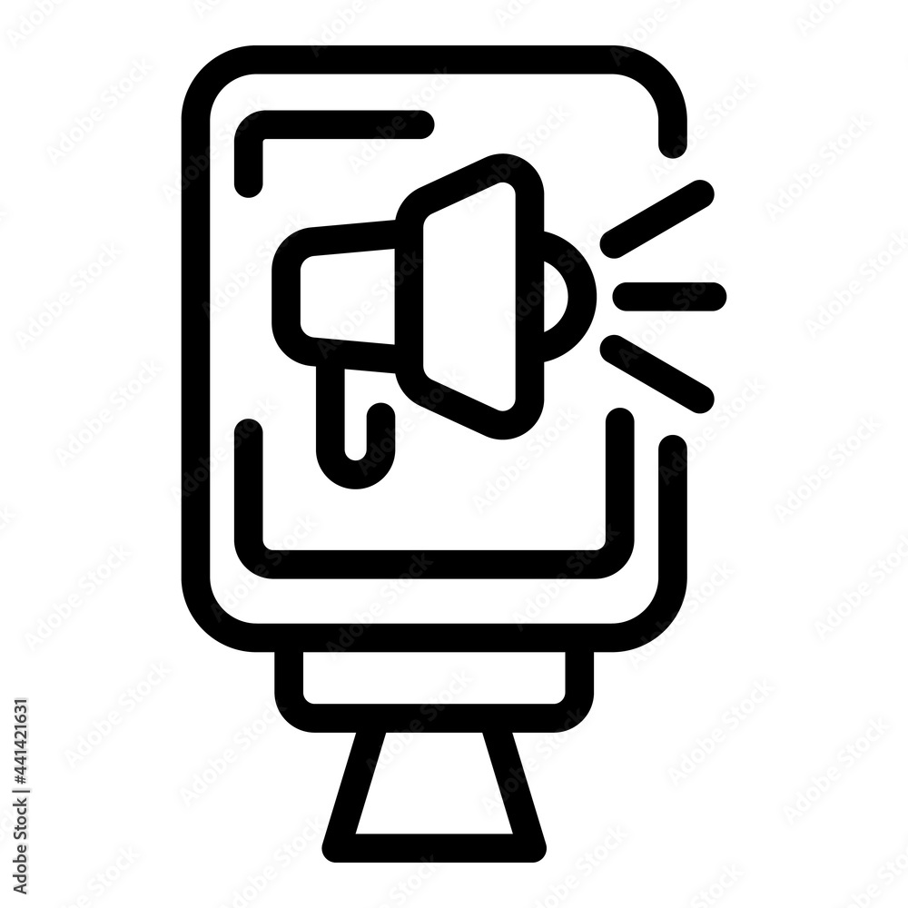 Poster marketing lightboard icon. outline marketing lightboard vector icon for web design isolated on white