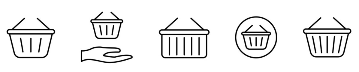 Set of shopping basket icons. Shop handbag icon. Buy store button. Online shopping concept. Modern web button element from UI. Vector illustration.
