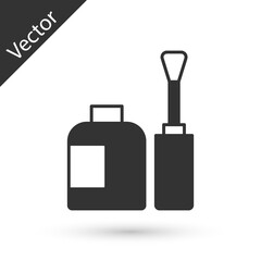 Grey Bottle of nail polish icon isolated on white background. Vector