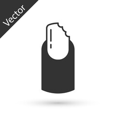 Grey Broken nail icon isolated on white background. Cracked fingernail. Vector