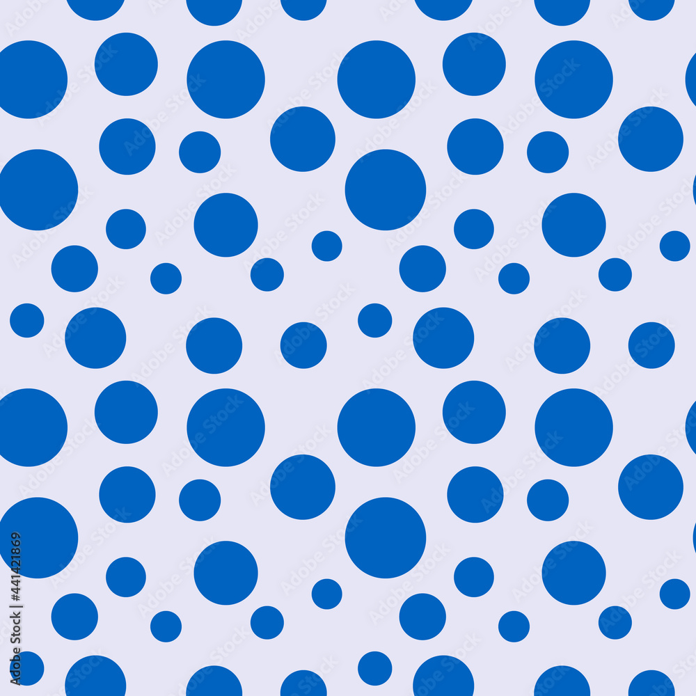 Poster blue polka dots pattern. vector seamless wallpaper with blue bubbles.
