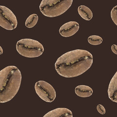 Coffee beans - seamless background. Coffee pattern.