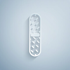 Paper cut Nail file icon isolated on grey background. Manicure tool. Paper art style. Vector