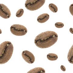 Coffee beans - seamless background. Coffee pattern.