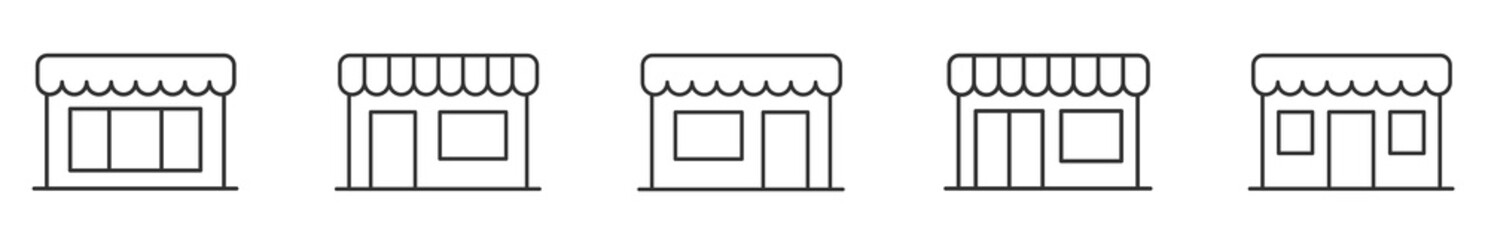 Set of store icon line design. Online store marketplace or ecommerce shop. Marketplace icon. Vector illustration