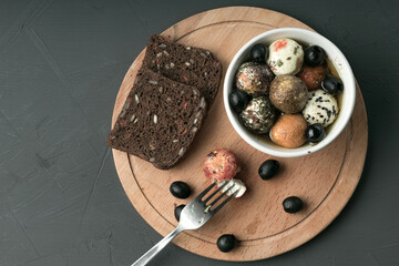 top view of cheese in the form of balls very spicy