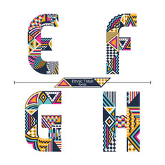 Alphabet Ethnic tribal style in a set EFGH