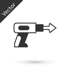Obraz premium Grey Fishing harpoon icon isolated on white background. Fishery manufacturers for catching fish under water. Diving underwater equipment. Vector