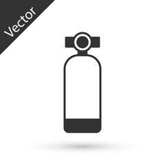 Grey Aqualung icon isolated on white background. Oxygen tank for diver. Diving equipment. Extreme sport. Diving underwater equipment. Vector