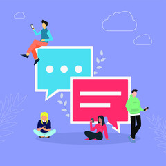 Speech bubbles for comment and online communication, social media, networking, community group.