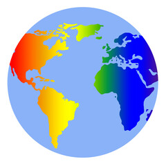 Fototapeta na wymiar Die Erde in Regenbogen Farben - Symbol für mehr Toleranz