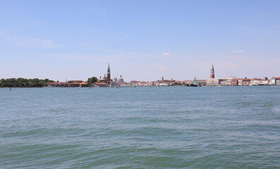 Venice lagoon in Italy with very few boats sailing due to the tremendous locktown caused by the...