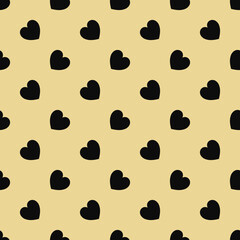 Heart pattern vector seamless print, beige background, trendy design on textiles.