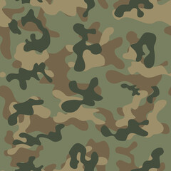 Fototapeta premium Camouflage military background, pattern repeat, army texture. Forest design.