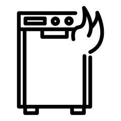Repair dishwasher fire icon. Outline Repair dishwasher fire vector icon for web design isolated on white background