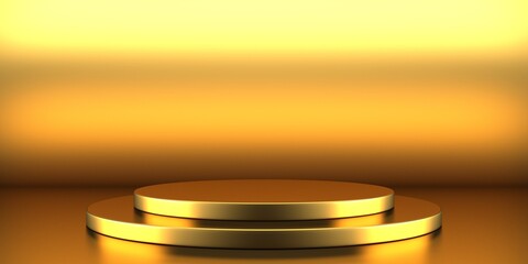 Golden luxurious pedestal or blank podium