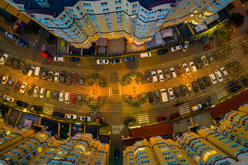 Aerial view of the alley between houses