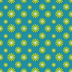 green daisy flowers seamless repeat pattern with blue background seamless repeat pattern