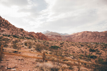 Red Rock Canyon near Las Vegas, Nevada in the desert at sunset