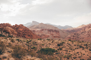 Red Rock Canyon near Las Vegas, Nevada in the desert at sunset