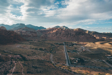 Red Rock Canyon near Las Vegas, Nevada in the desert at sunset